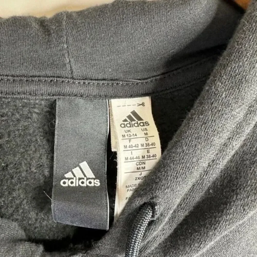 Adidas Mens Black Three Stripe‎ Hoodie Size Medium